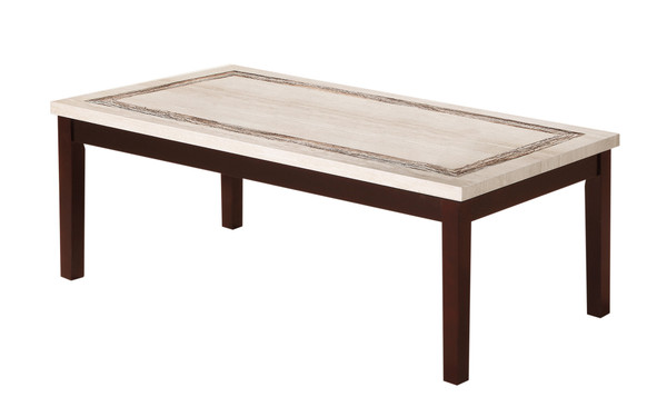 Ore International TS-612 17.5"In Ivory Knox Faux Marbelized Granite Top Coffee Table