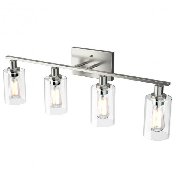 EP24545US-SL 4-Light Wall Sconce With Clear Glass Shade-Sliver