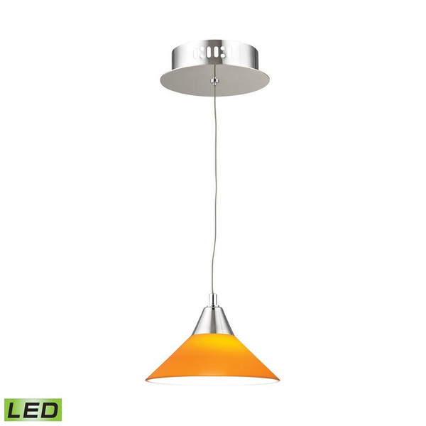 Alico Cono 1 Light Led Pendant In Chrome With Yellow Glass LCA101-8-15