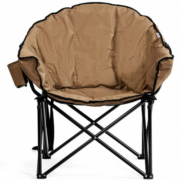 OP70502BN Folding Camping Moon Padded Chair With Carry Bag-Brown