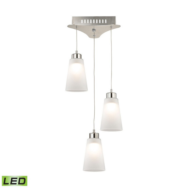 Coppa 3Light Led Pendant In Satin Nickel w/White Glass LCA503-10-16M