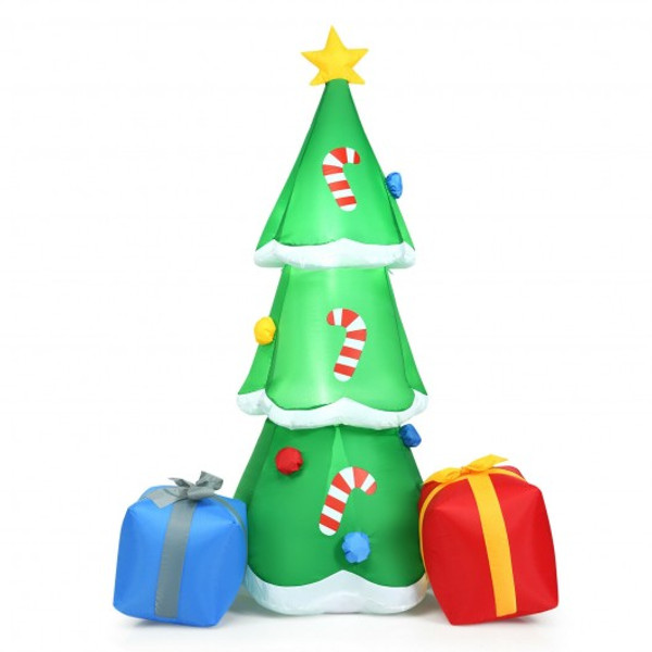 CM22862US 6 Ft Inflatable Christmas Tree With Gift Boxes Blow Up Lighted Outdoor Decoration