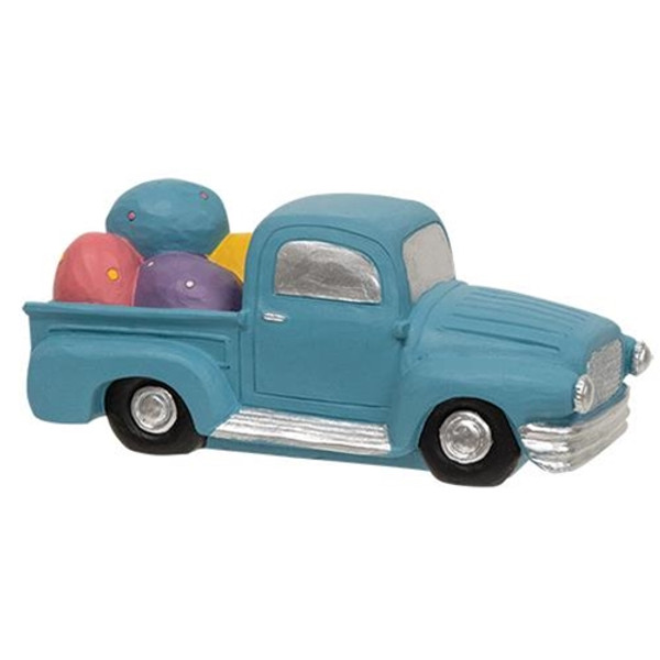 *Blue Resin Truck With Easter Eggs G12932 By CWI Gifts