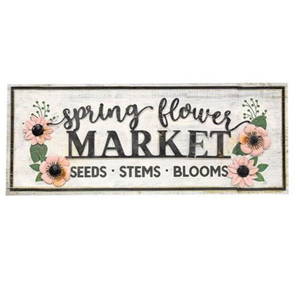 Spring Flower Market Sign G60349 By CWI Gifts