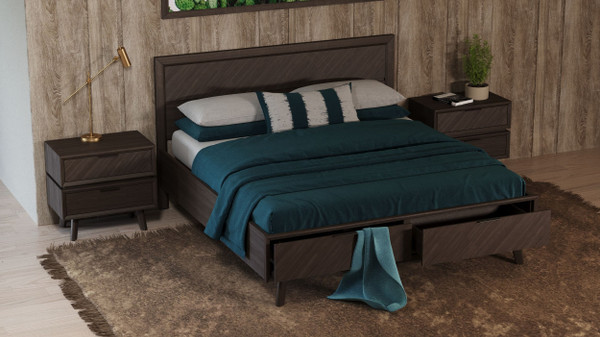 VGWDROGER-BRN-BED Modrest Roger - Mid-Century Acacia Bed By VIG Furniture