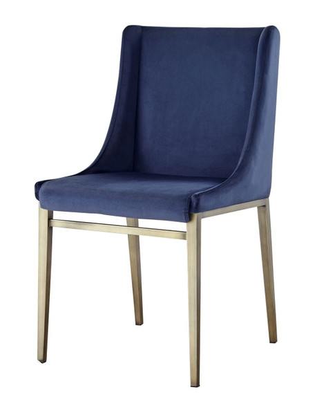 VGGAGA-6544CH-BLU-DC Modrest Mimi - Contemporary Blue Velvet & Antique Brass Dining Chair (Set Of 2) By VIG Furniture