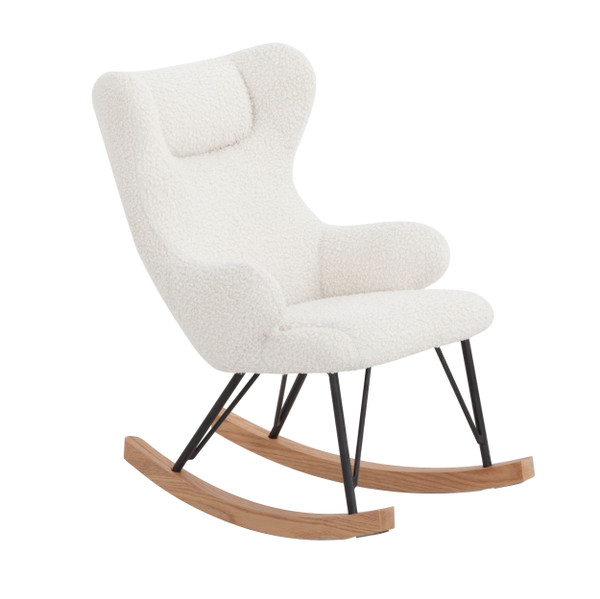 VGDWJ1900-WHT-CH Modrest Hamlin - Modern White Fabric Kids Rocking Chair By VIG Furniture