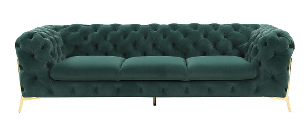 VGCA1346-EM-GRN-S Divani Casa Sheila - Transitional Emerald Green Fabric Sofa By VIG Furniture