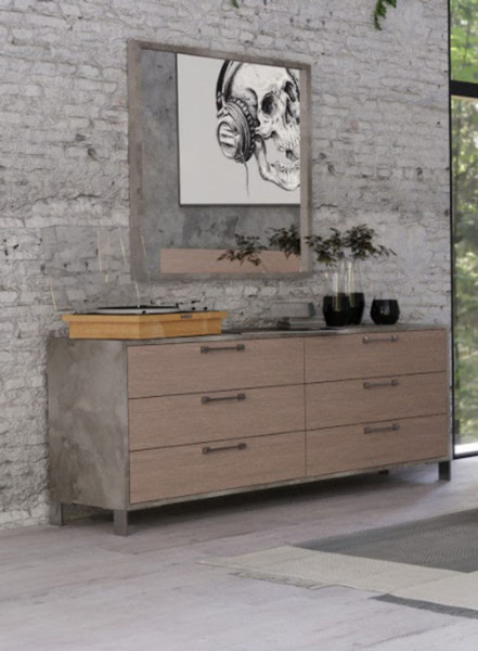 VGANBOSTON-DRS Nova Domus Boston - Modern Brown Oak & Brushed Stainless Steel Dresser By VIG Furniture