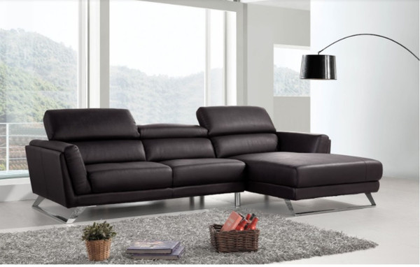 VGBNSBL-9214-BLK-RAF-SECT Divani Casa Doss - Modern Black Raf Chaise Eco-Leather Sectional Sofa By VIG Furniture