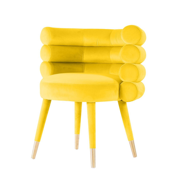 VGMFMC-4239-YEL-CH Modrest Otero - Modern Yellow & Gold Velvet Accent Chair By VIG Furniture