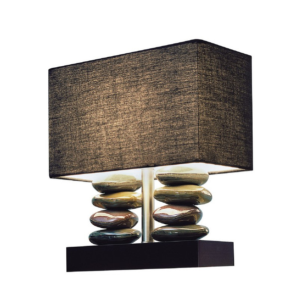 Rectangular Dual Stacked Stone Table Lamp w/Black Shade - LT1036-BLK