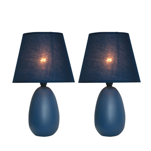 Mini Egg Oval Ceramic Table Lamp-(2 Pack) - LT2009-BLU-2PK