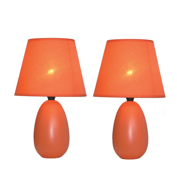 Mini Egg Oval Ceramic Table Lamp-(2 Pack) - LT2009-ORG-2PK