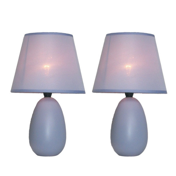 Mini Egg Oval Ceramic Table Lamp-(2 Pack) - LT2009-PRP-2PK