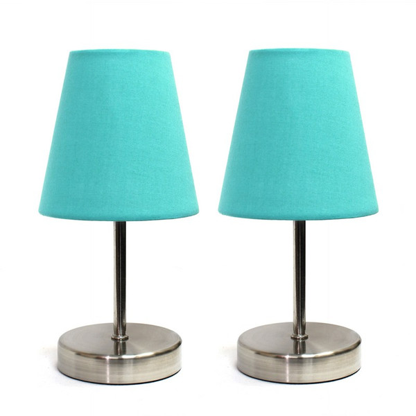 Sand Nickel Mini Basic Table Lamp w/Shade-(2 Pack) - LT2013-BLU-2PK