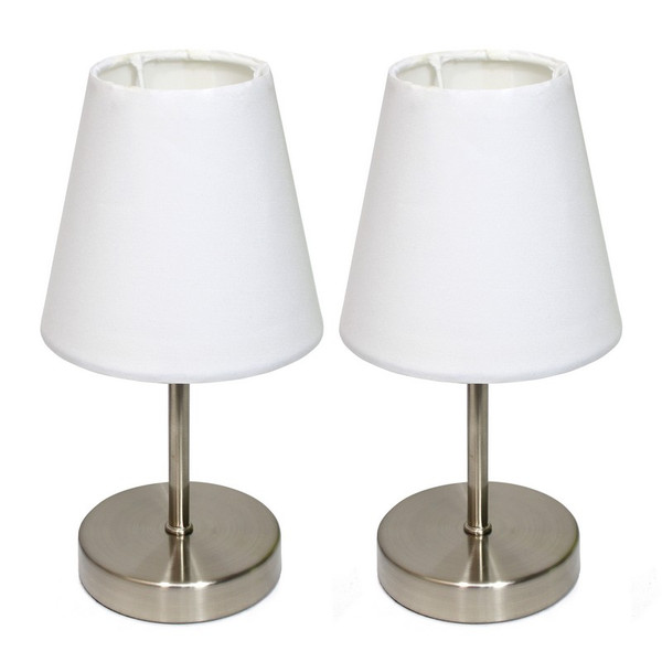 Sand Nickel Mini Basic Table Lamp w/Shade-(2 Pack) - LT2013-WHT-2PK