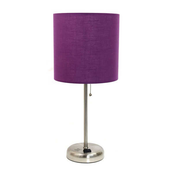 Stick Lamp with Charging Outlet and Fabric Shade - LT2024-PRP