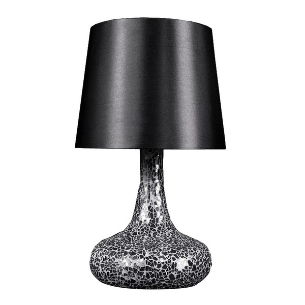 Mosaic Tiled Glass Genie Table Lamp with Fabric Shade - LT3039-BLK