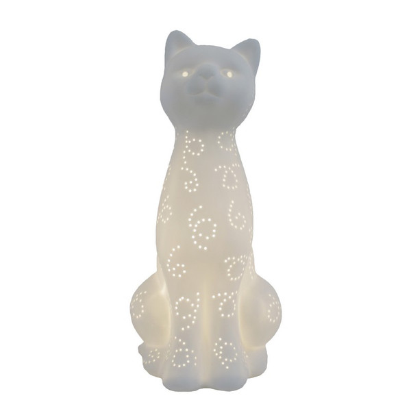 Porcelain Kitty Cat Shaped Animal Light Table Lamp - LT3056-WHT