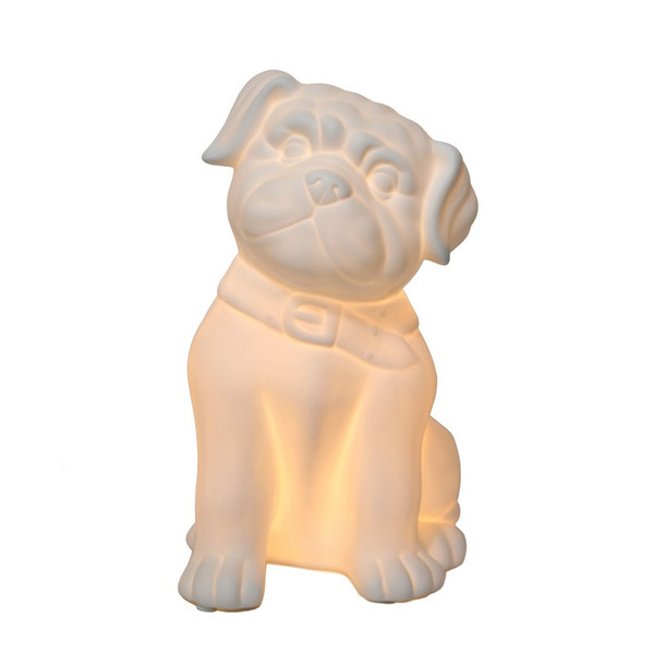 Porcelain Puppy Dog Shaped Table Lamp - LT3212-WHT