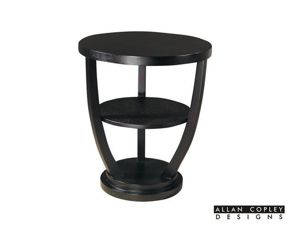 Allan Copley Concept Round End Table In Black On Oak Finish 3309-02