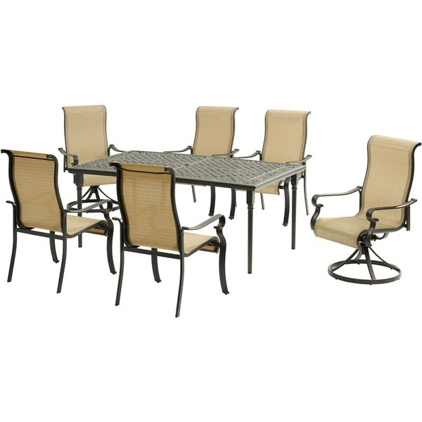 Brigantine 7 Piece (4 Sling Chairs, 2 Sling Swivel Rockers, 40X70" Cast Table)