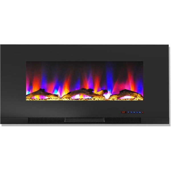 42" Color Changing Wall Mount Fireplace With Logs CAM42WMEF-2BLK