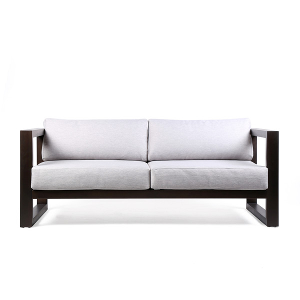 Armen Paradise Outdoor Dark Eucalyptus Wood Sofa With Grey Cushions LCPRSOLADK