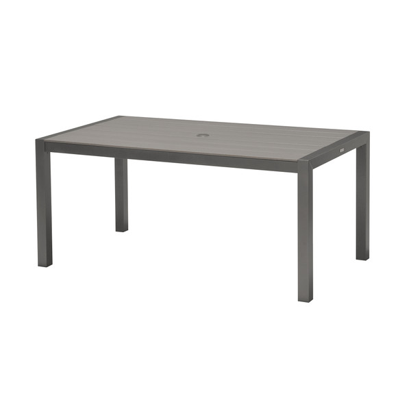 Armen Solana Outdoor Rectangular Aluminum Dining Table In Cosmos Grey Finish With Wood Top LCSLDIGR