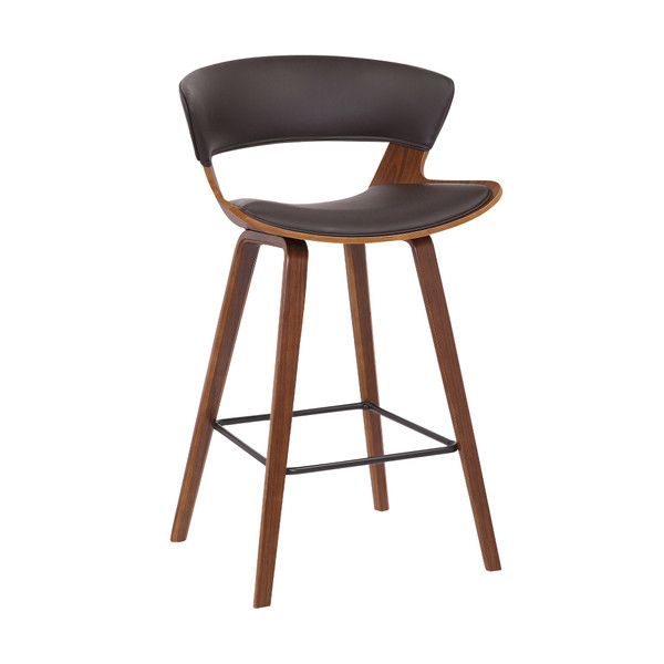 Armen Jagger Modern 26" Wood And Faux Leather Counter Height Bar Stool LCJGBAWABR26