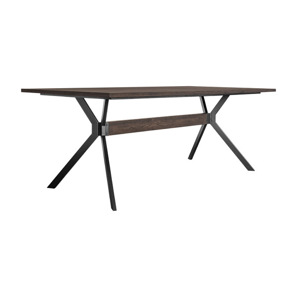 Armen Nevada Rustic Oak Wood Trestle Base Dining Table In Dark Brown LCNVDISMK