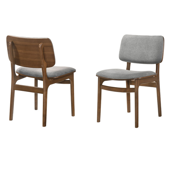 Armen Lima Grey Upholstered Wood Dining Chairs In Walnut Finish - Set Of 2 LCLMSIGRWA