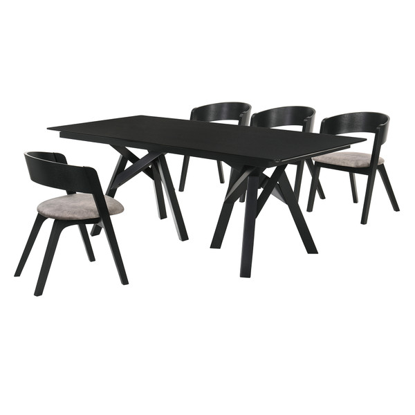 Armen Cortina And Jackie 5 Piece Black Rectangular Dining Set SETCODIBLK5E