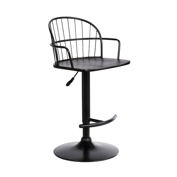 Armen Edward Adjustable Black Wood And Metal Barstool LCEWBABLBL