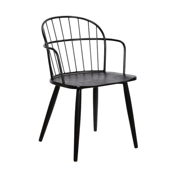 Armen Bradley Steel Framed Side Chair In Black Powder Coated Finish And Black Brushed Wood LCBDSIBLBL