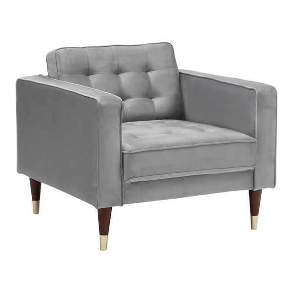 Armen Somerset Grey Velvet Mid Century Modern Club Chair LCSM1GREY