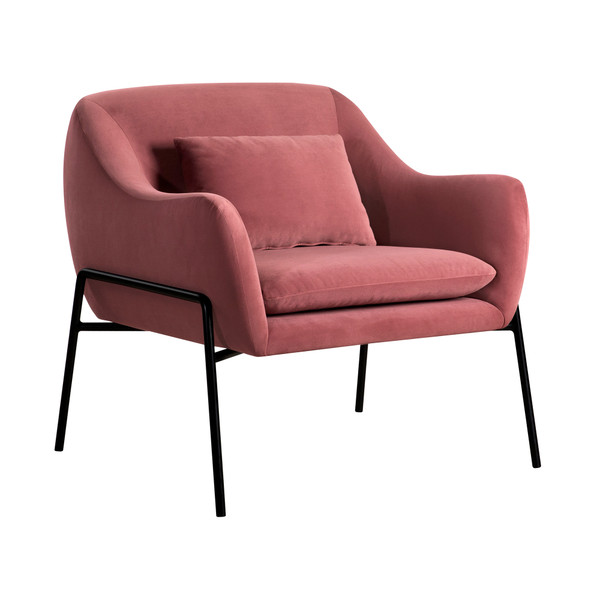 Armen Karen Pink Velvet Modern Accent Chair LCKRCHPNK