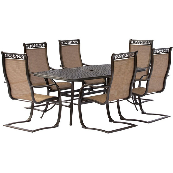 Manor 7 Piece ( 6 Sling Spring Dining Chairs, 38X72" Cast Table)