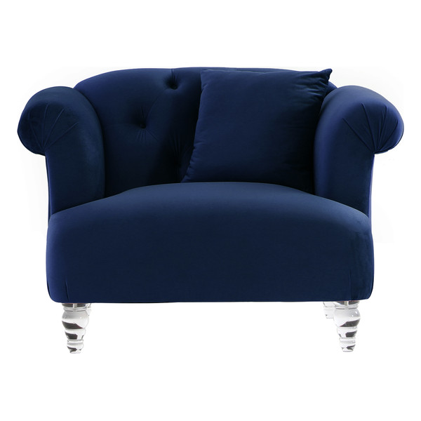 Armen Elegance Contemporary Chair In Blue Velvet With Acrylic Legs LCEG1BLUE