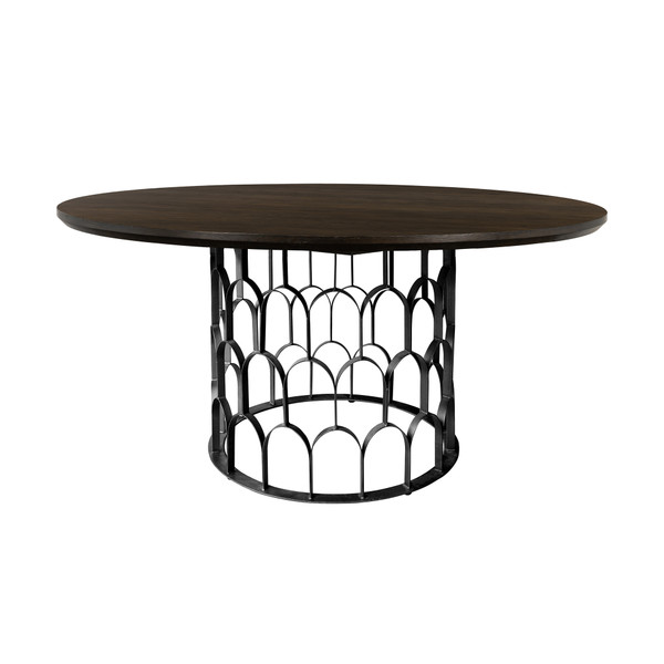 Armen Gatsby Oak And Metal Round Dining Table LCGTDIOA