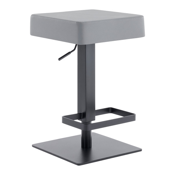 Armen Kaylee Contemporary Swivel Barstool In Matte Black Finish And Grey Faux Leather LCKLSWBAMBGR