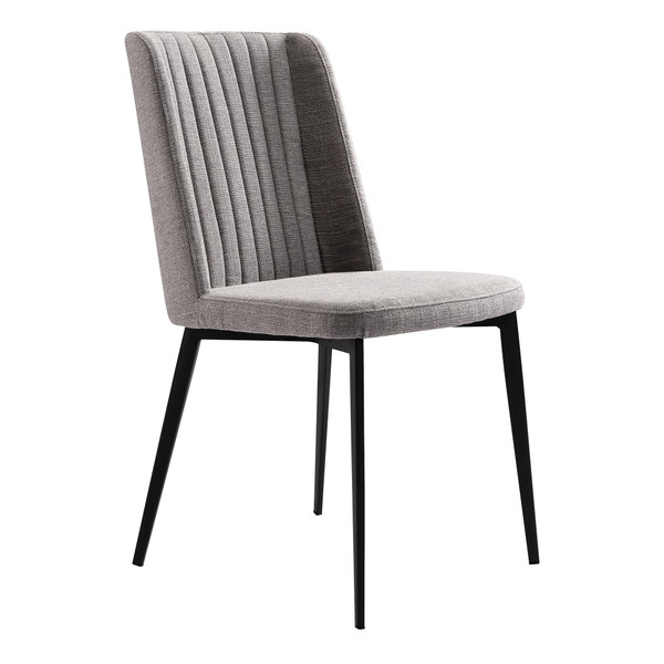 Armen Maine Contemporary Dining Chair In Matte Black Finish And Gray Fabric - Set Of 2 LCMNSIGR
