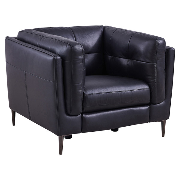 Armen Primrose Contemporary Chair In Dark Metal Finish And Navy Genuine Leather LCPR1NV