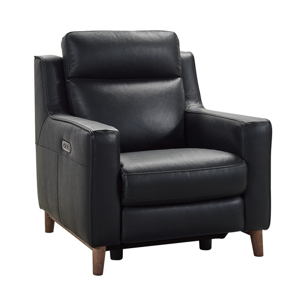 Armen Wisteria Contemporary Chair In Light Brown Wood Finish And Black Genuine Leather LCWS1BLK