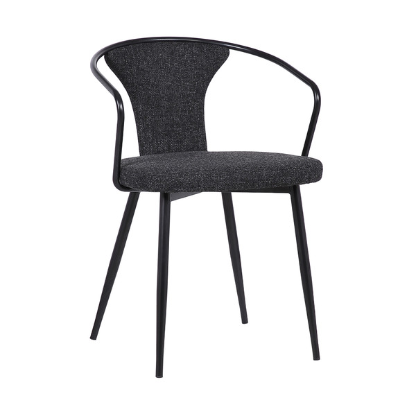 Armen Francis Contemporary Dining Chair In Black Powder Coated Finish And Black Fabric LCFCSIBLBL
