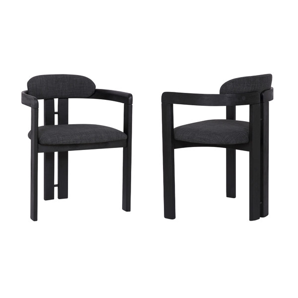 Armen Jazmin Contemporary Dining Chair In Black Brushed Wood Finish And Charcoal Fabric - Set Of 2 LCJZCHCHBL