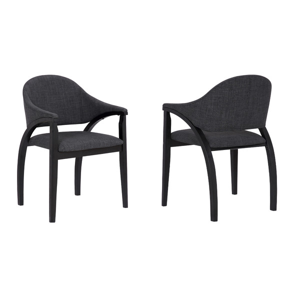 Armen Meadow Contemporary Dining Chair In Black Brush Wood Finish And Charcoal Fabric - Set Of 2 LCMWCHBLCH