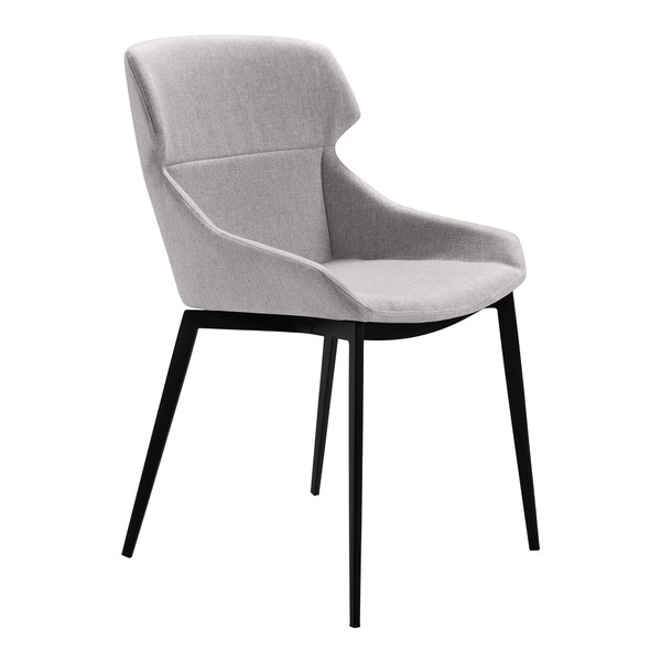 Armen Kenna Modern Dining Chair In Matte Black Finish And Gray Fabric - Set Of 2 LCKESIGR