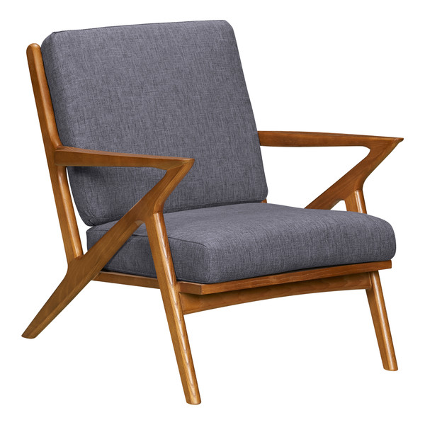 Armen Celtic Mid-Century Accent Chair In Champagne Ash Wood Finish And Dark Grey Fabric LCCTCHGR
